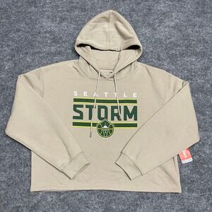 Seattle Storm Sweatshirt Womens XL Tan Beige Cropped Hoodie WNBA Basketball NEW